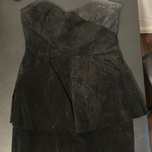 Strapless suede mini dress
